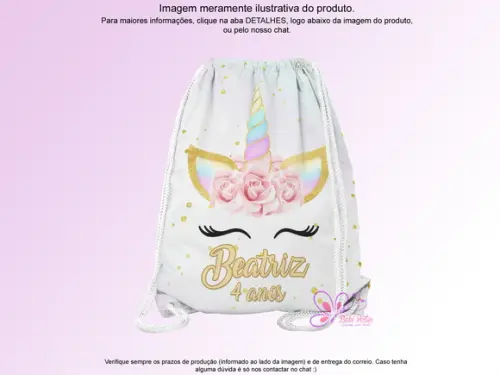 Mochilinha Personalizada 19x28cm Unicórnio