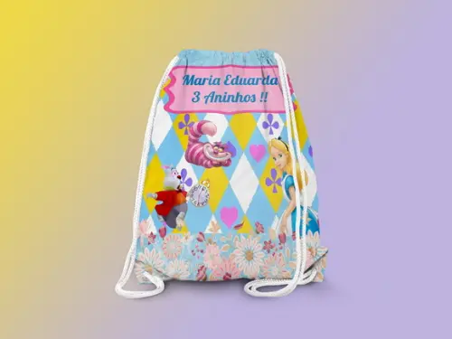 Mochilinha Personalizada Alice no Pais das Maravilhas