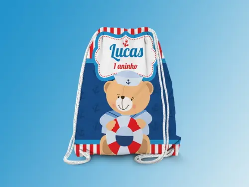 Mochilinha Personalizada Ursinho Marinheiro