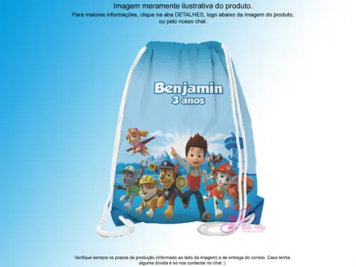 Mochilinha Personalizada 19x28cm Patrulha Canina