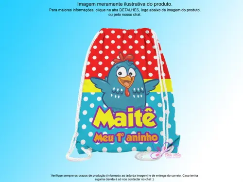 Mochilinha Personalizada 19x28cm Galinha Pintadinha