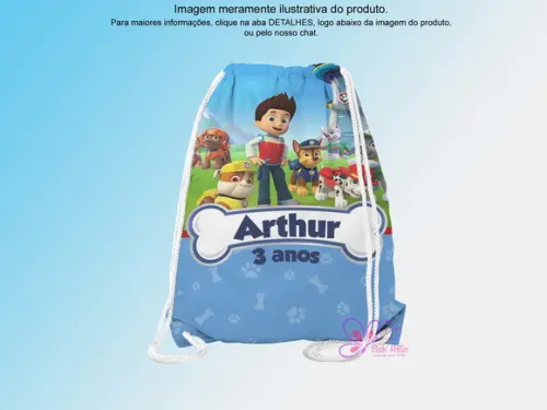 Mochilinha Personalizada 19x28cm Patrulha Canina