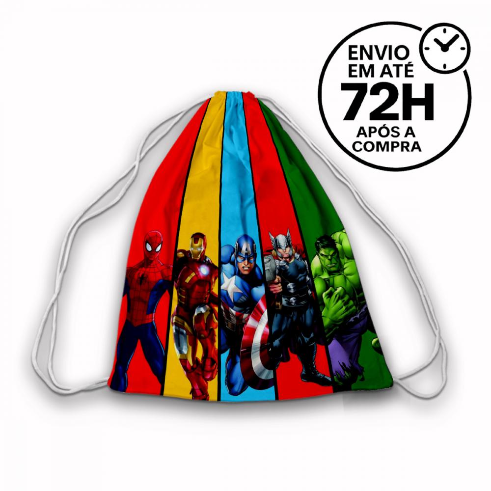 Mochilinha Saquinho Tema Super Heróis
