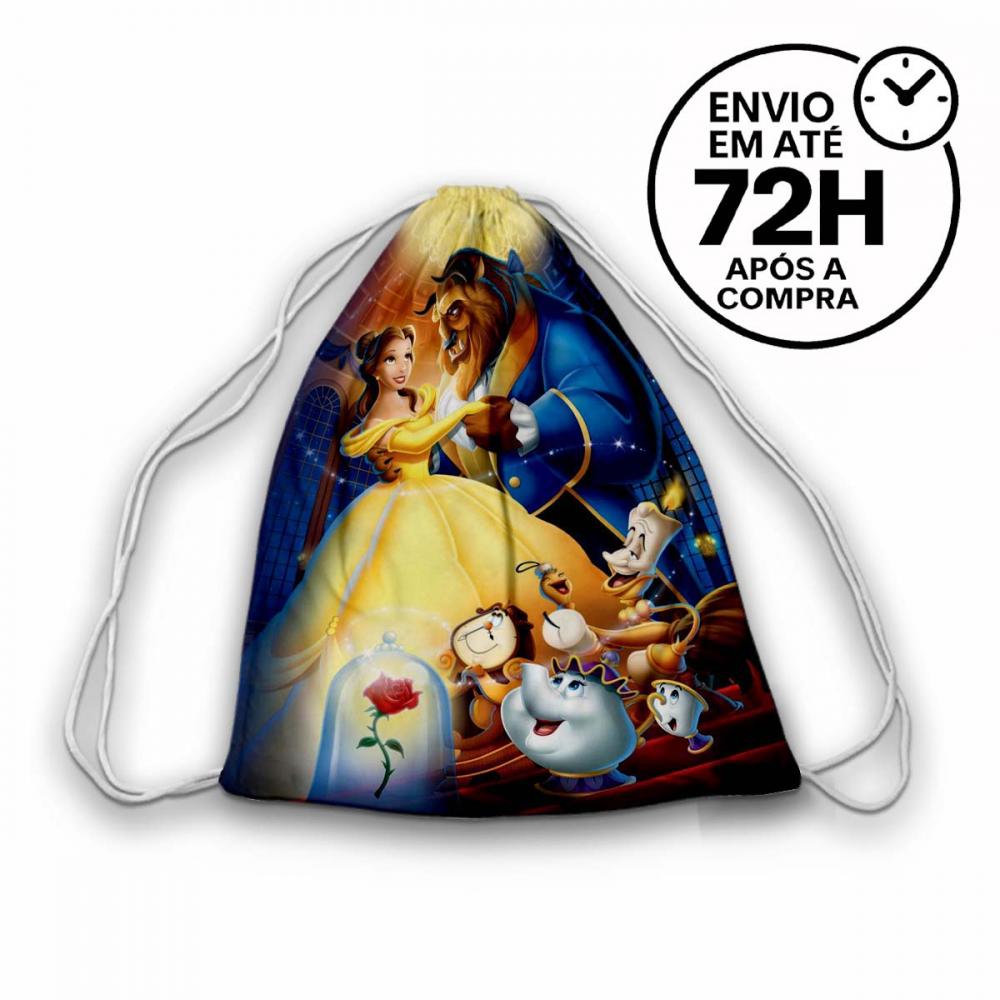Mochilinha Saquinho Tema A Bela e a Fera