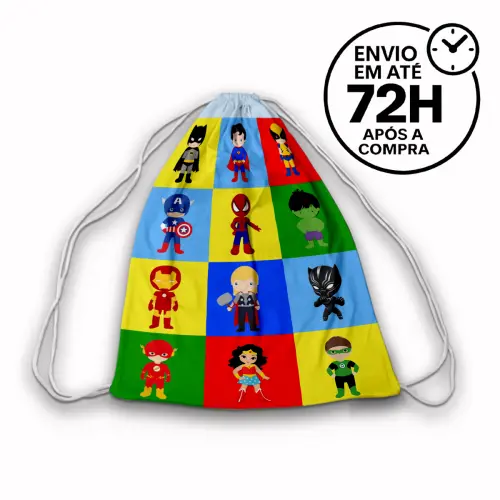 Mochilinha Saquinho Tema Super Heróis Baby