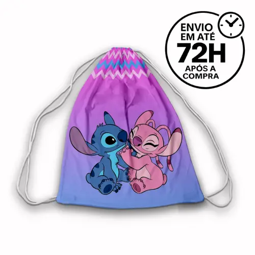 Mochilinha Saquinho Tema Lilo e Stitch