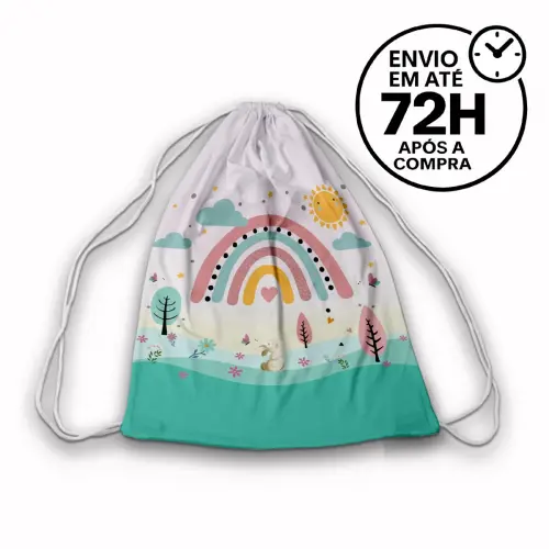 Mochilinha Saquinho Tema Arco Iris