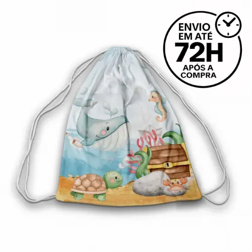 Mochilinha Saquinho Tema Fundo do Mar