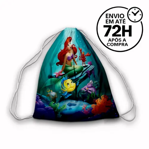 Mochilinha Saquinho Tema A pequena Sereia