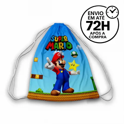 Mochilinha Saquinho Tema Super Mario Bross