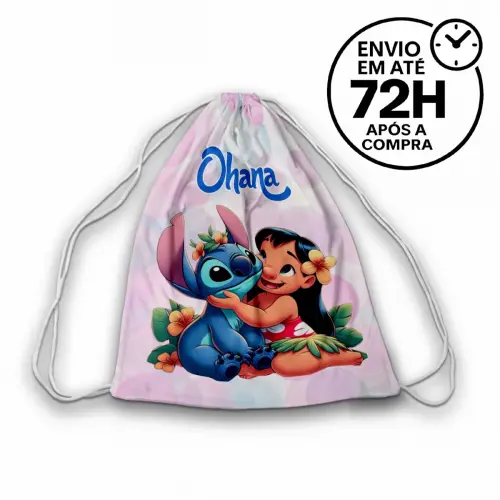Mochilinha Saquinho Tema  Lilo e Stitch