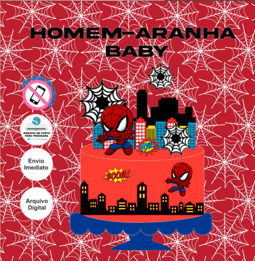 Topo de Bolo Homem-Aranha Baby Arquivo Digital