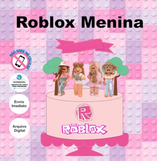 Topo de Bolo Roblox Menina Arquivo Digital Personalizado