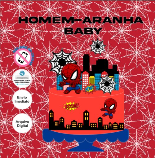 Topo de Bolo Homem-Aranha Baby Arquivo Digital