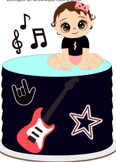 ARQUIVO Topo de bolo Bebê Rock Guitarra