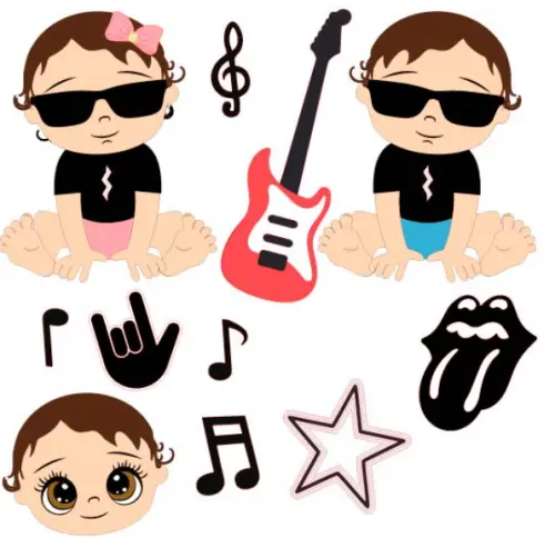 ARQUIVO Topo de bolo Bebê Rock Guitarra