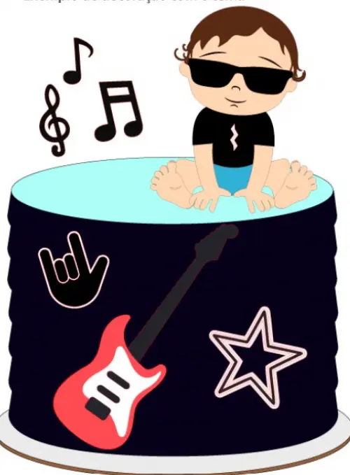 ARQUIVO Topo de bolo Bebê Rock Guitarra