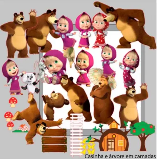 Arquivo topo de bolo Masha e o urso