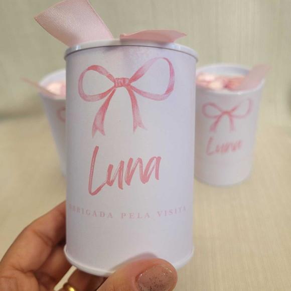 Lembrancinha Maternidade Lacinho - Lata 9,5x6
