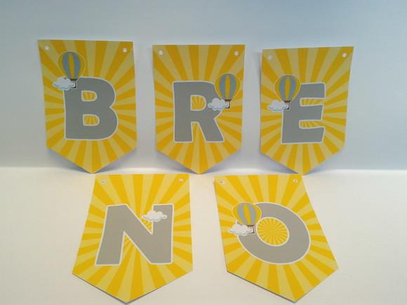 Bandeirola Balão Amarelo e Cinza
