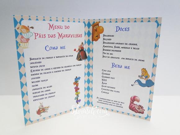 Cardápio Alice no País das Maravilhas