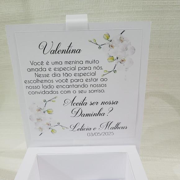 Convite Daminha, Pajem ou Padrinhos Floral- Caixa Nutella