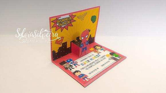 Convite Super Heroi Pop Up