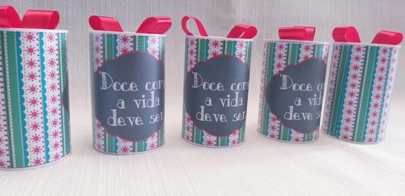 Lata Natal - Papelão com Tampa e Fundo Plástico