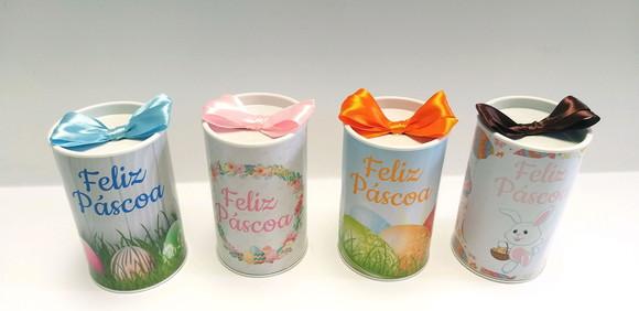 Lata Páscoa Bombom P - Papelão com Tampa e Fundo Plástico