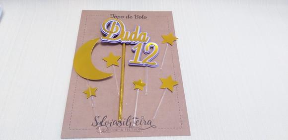 Topo Bolo Lua e Estrelas
