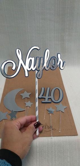 Topo Bolo Lua e Estrelas