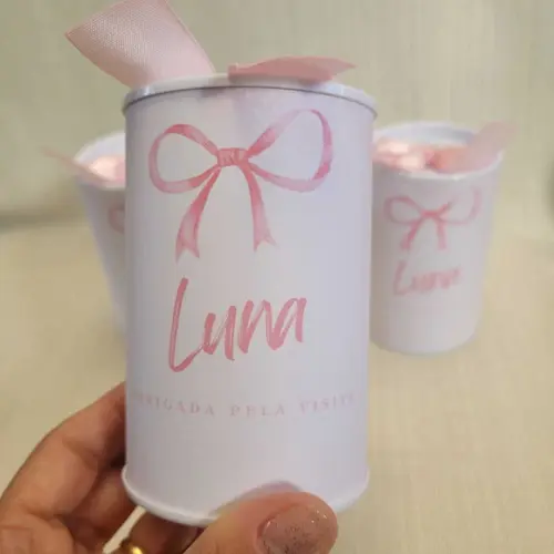 Lembrancinha Maternidade Lacinho - Lata 9,5x6
