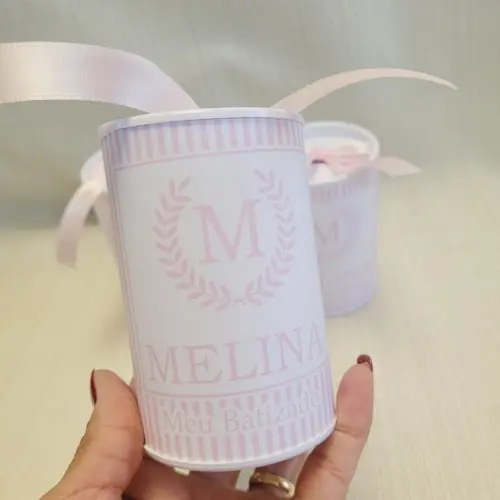 Lembrancinha Maternidade Rosa - Lata 9,5x6