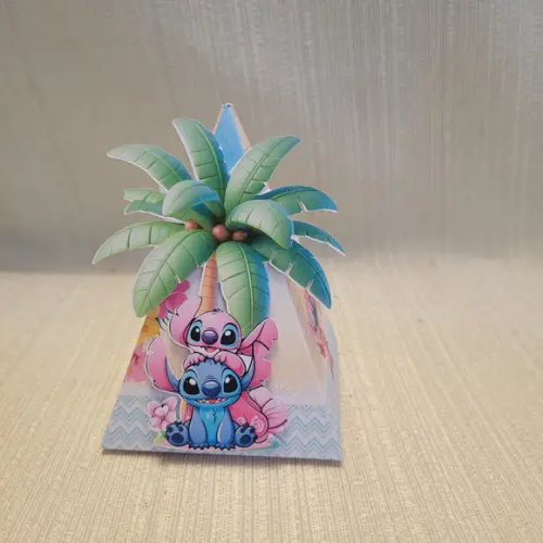 Caixa Mini Pirâmide Stitch e Angel
