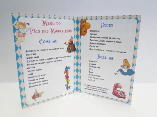 Cardápio Alice no País das Maravilhas