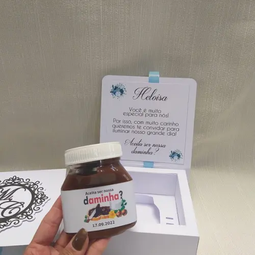 Convite Caixa Nutella - Convite Daminha, Pajem ou Padrinhos