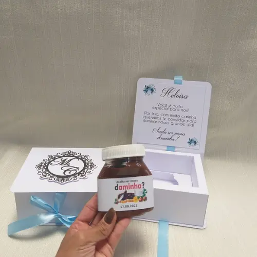 Convite Caixa Nutella - Convite Daminha, Pajem ou Padrinhos
