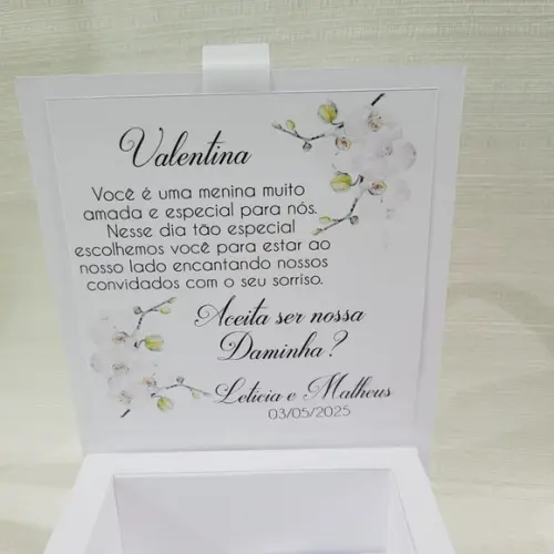 Convite Daminha, Pajem ou Padrinhos Floral- Caixa Nutella