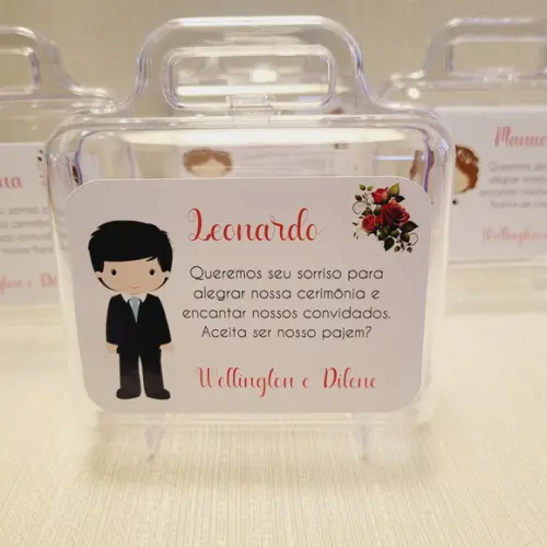 Convite Daminha, Pajem, Florista Casamento - Maletinha