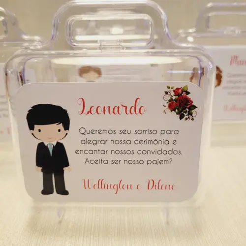 Convite Daminha, Pajem, Florista Casamento - Maletinha