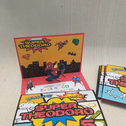 Convite Super Heroi Pop Up