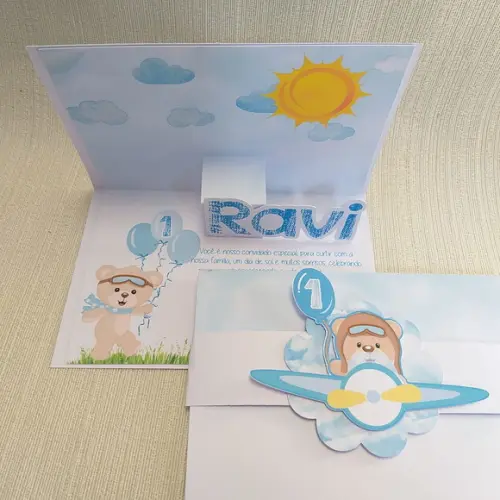 Convite Ursinho Aviador