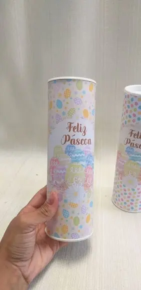 Lata Páscoa - Papelão com Tampa e Fundo Plástico