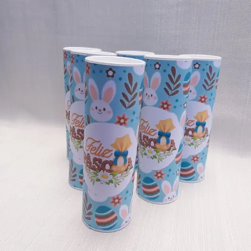 Lata Páscoa - Papelão com Tampa e Fundo Plástico