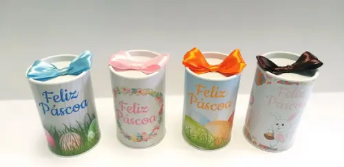 Lata Páscoa Bombom P - Papelão com Tampa e Fundo Plástico
