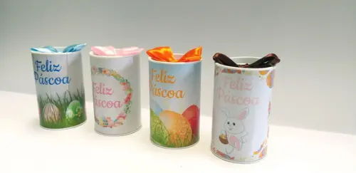 Lata Páscoa Bombom P - Papelão com Tampa e Fundo Plástico