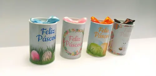 Lata Páscoa Bombom P - Papelão com Tampa e Fundo Plástico