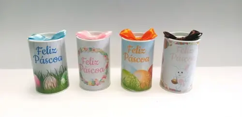 Lata Páscoa Bombom P - Papelão com Tampa e Fundo Plástico