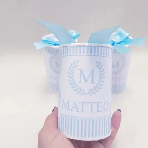 Lembrancinha Maternidade Azul Claro - Tubolata 9,5x6cm