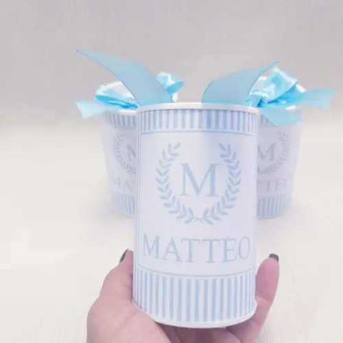 Lembrancinha Maternidade Azul Claro - Tubolata 9,5x6cm